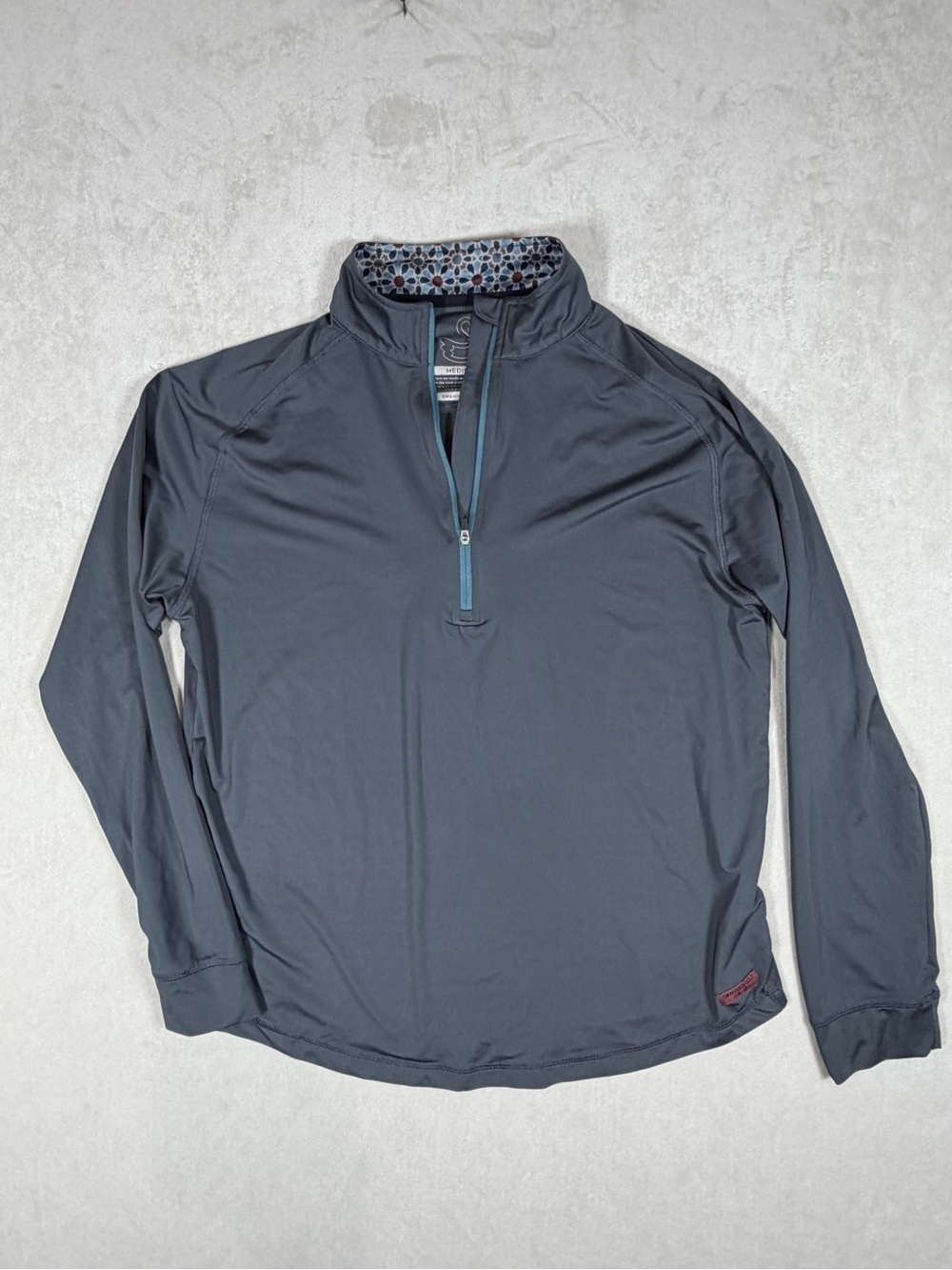 Swannies Golf Size Medium Ribbon Comlar Performance Quarter-Zip Gray Pullover